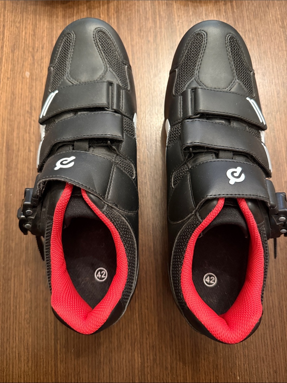 Peloton Black Cycling Shoes with Red Lining - Size 42